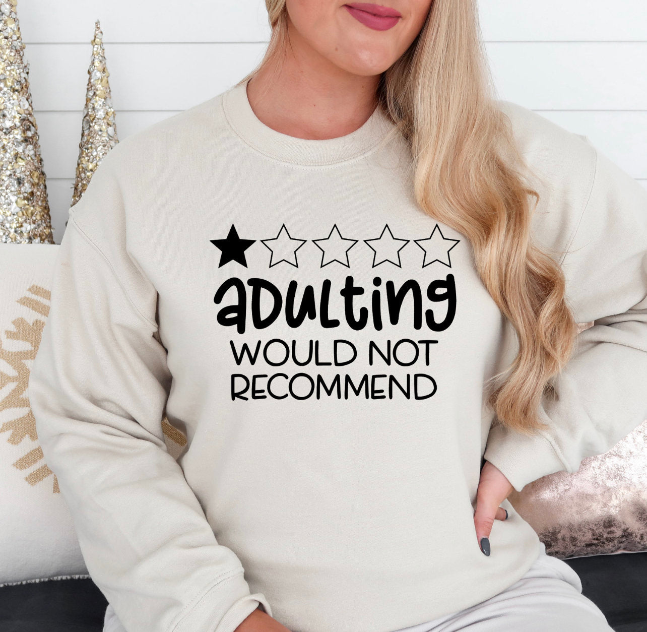 Adulting would not recommend screen print T-shirt