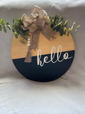 Hello wooden door hanger, door sign, hello