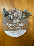 Grandkids welcome door sign